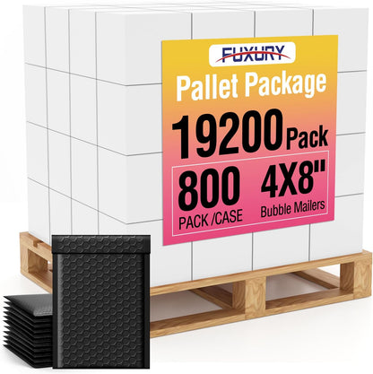 Fuxury Black Bubble Mailers 4x8" 100 Pack Waterproof Padded Envelopes Usable Size 4x7" Self Seal Bubble Envelopes Padded Mailers for Small Business, Envelope Mailers
