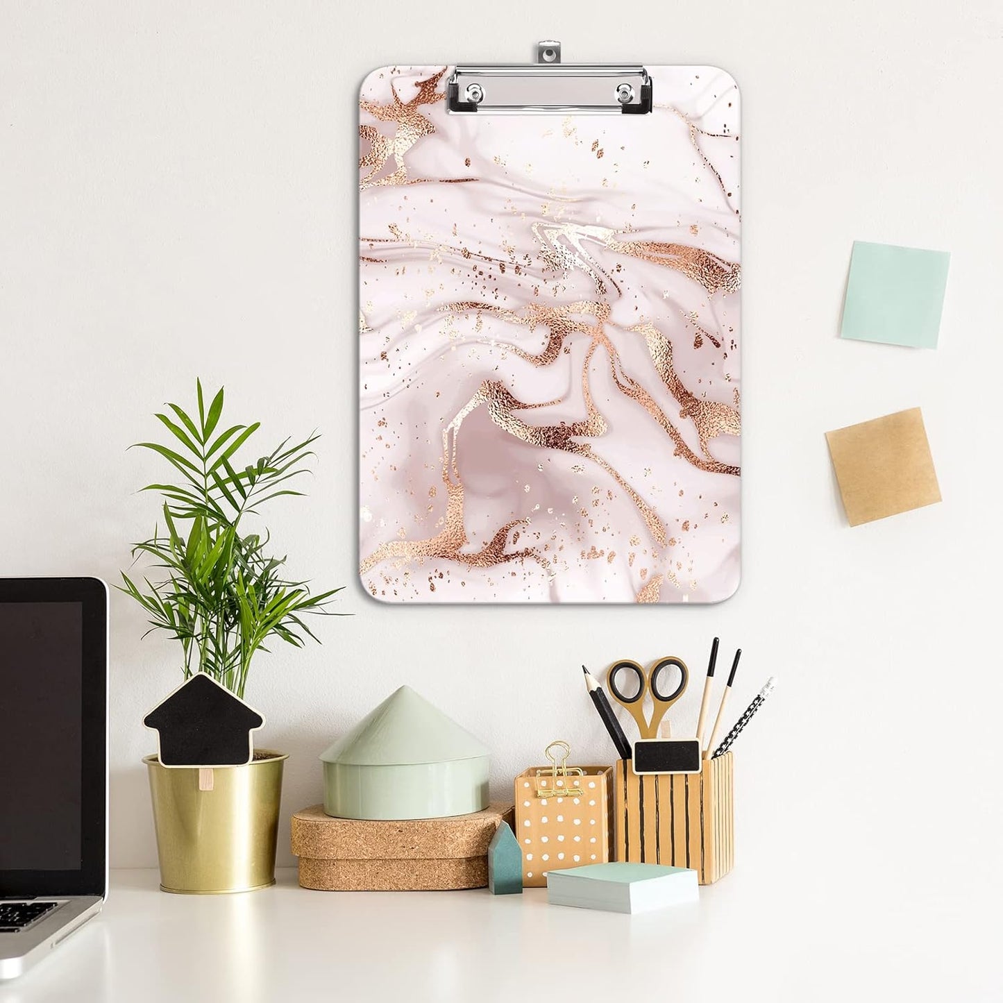 Hongri Plastic Cute Clipboard, Letter Size for Students, Teacher, Woman and Kids, Low Profile Clip, Decorative Pattern, Size 9 x 12.5 in, Dream Marble