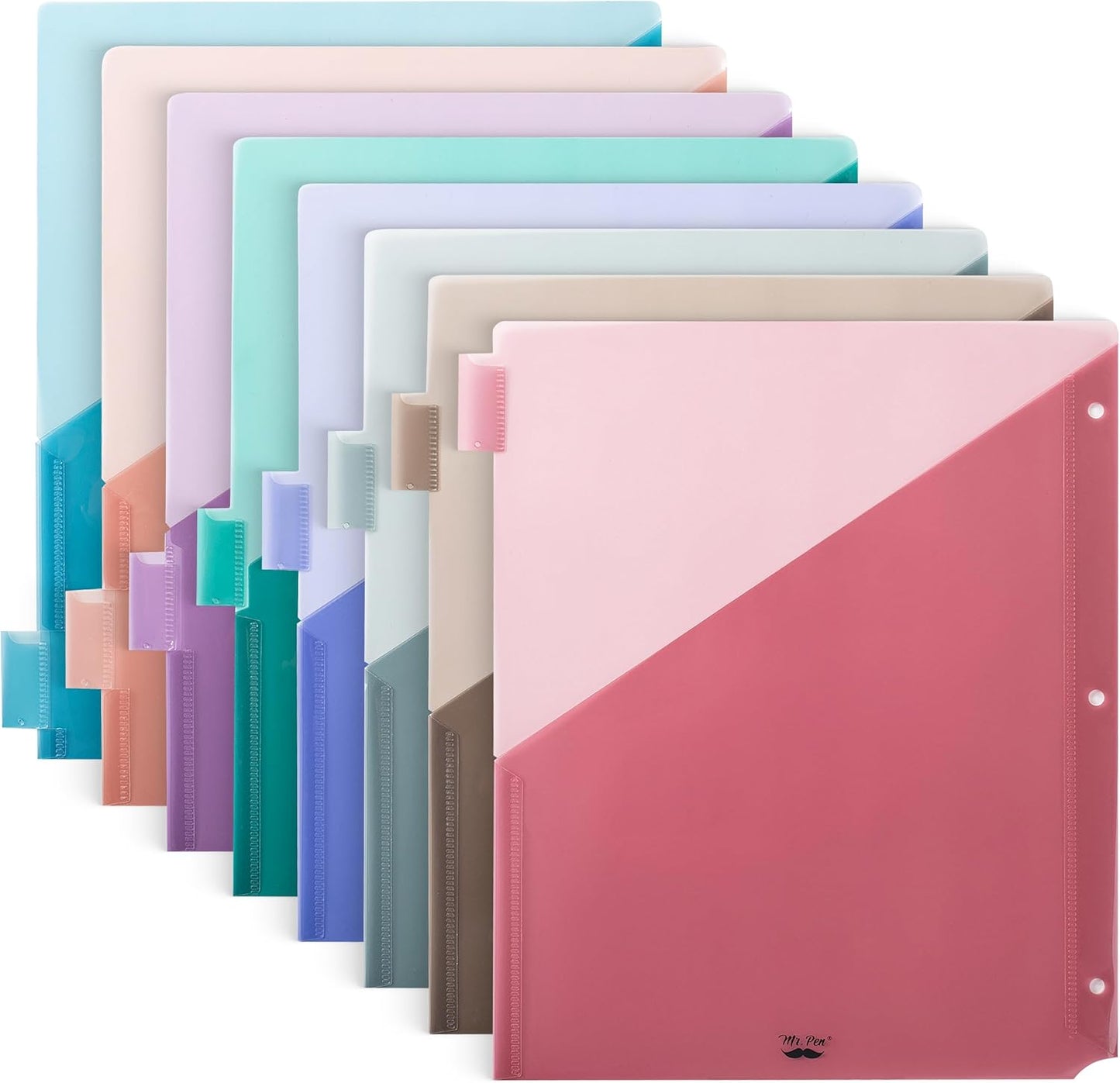 Mr. Pen- Binder Dividers with Pockets and Tabs, 1 Set, 8 Tabs/Set, Colorful, 3 Ring Binder Dividers with Tabs and Pockets on Both Sides