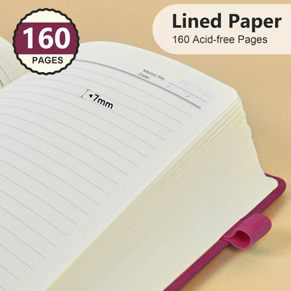 PERCUN Graph Paper Notebook, 160 Pages Grid Journal for women & men, A5 Hardcover Leather Graphing Notebook for School, Work, Travel, Note Taking 5.9”x8.5” (Black)