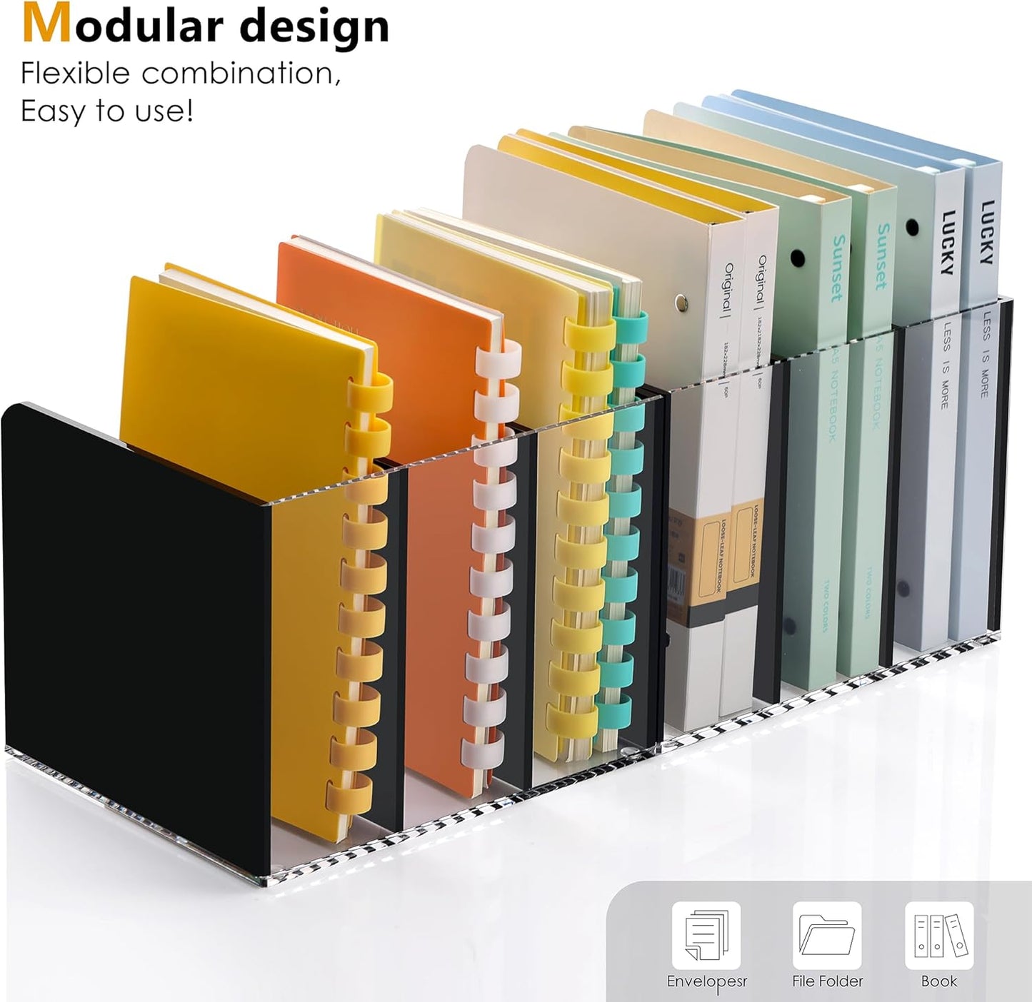 SANRUI 2-Pack Acrylic Magazine File Holder Desk Organizer Magazine Rack, Clear, Vertical File Sorter Holders, 9.45" D x 3.54" W x 10.24" H
