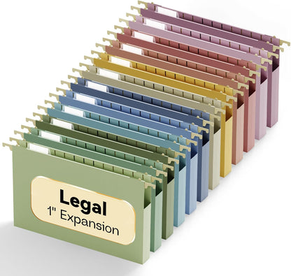 Letter Size Hanging File Folders Extra Capacity,2" Expandable Plastic Hanging File Organizer for Filing Cabinet Office Home,12 Pack Sturdy Pastel Heavy Duty Hang Folder with Tabs,for File Box