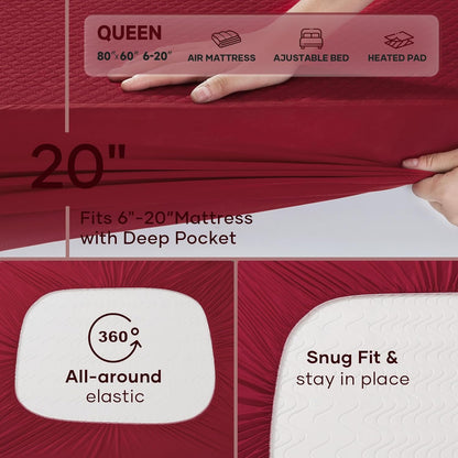 OhGeni 100% Waterproof Queen Size Mattress Protector,Soft Mattress Pad, Cooling Breathable Fitted Sheets,Washable Bed Cover,Non-Slip Deep Pocket,Noiseless for Bedroom