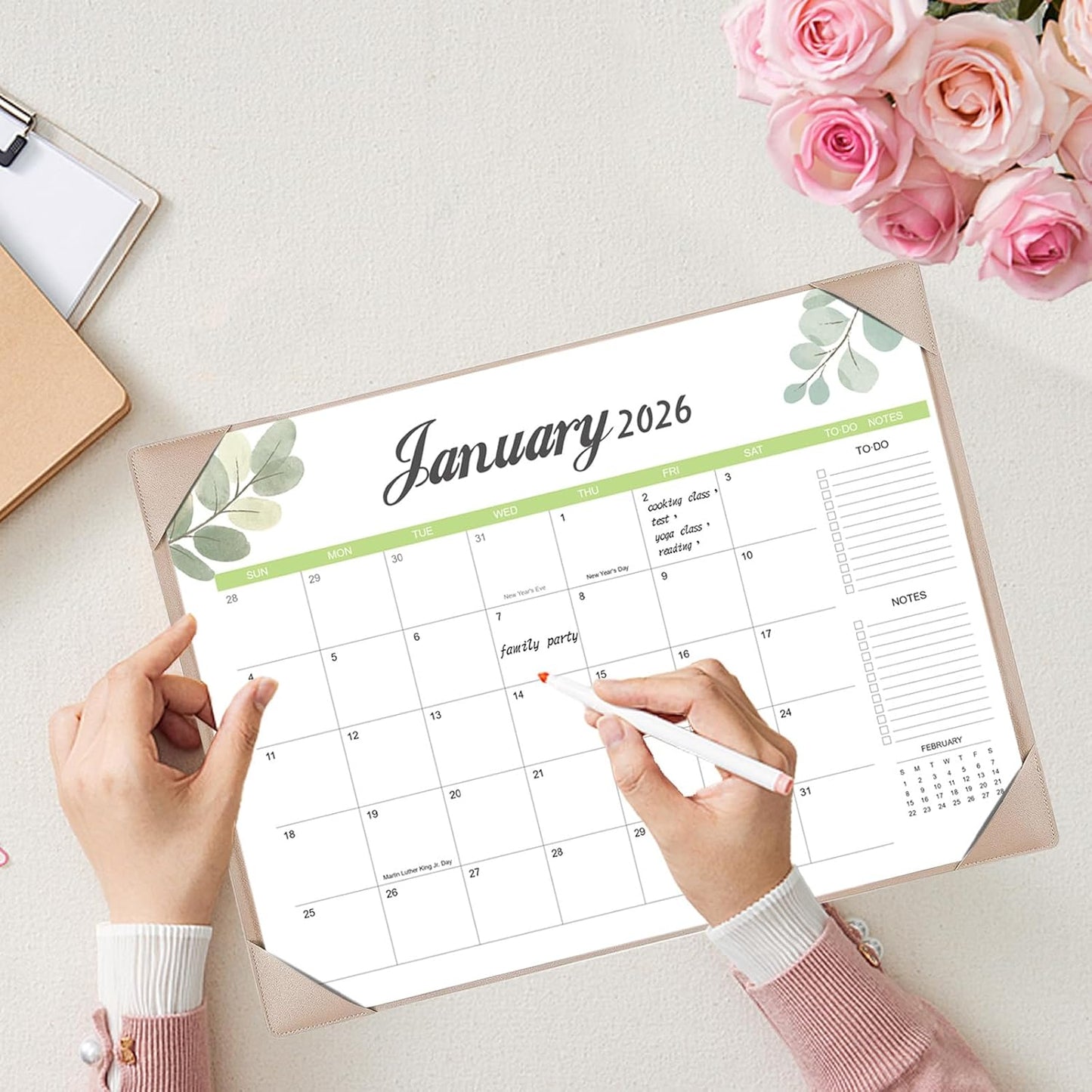 Desk Calendar 2026-2027 with Desk Mat – 22" x 17" Large Desk Pad Calendar Runs from January 2026 to June 2027, Office Supplies Desktop Monthly Calendar for Home & Office