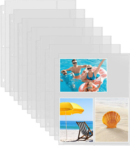 Fabmaker 30 Pack Photo Sleeves for 3 Ring Binder - (4x6, for 180 Photos), Archival Page Protectors, Clear Plastic Refill Pages, Postcard Sleeves, Acid-Free