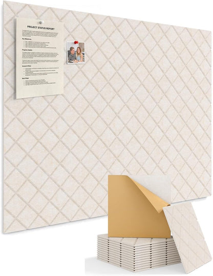Kuchoow Bulletin Cork Board Large 47.2" x 35.4" Felt Notice Pinboard for Office Walls & Home, Self Adhesive 12 Pack Black Decorative Bulletin Mood Board Corkboard for for Bedroom, Display, Memo, Photo