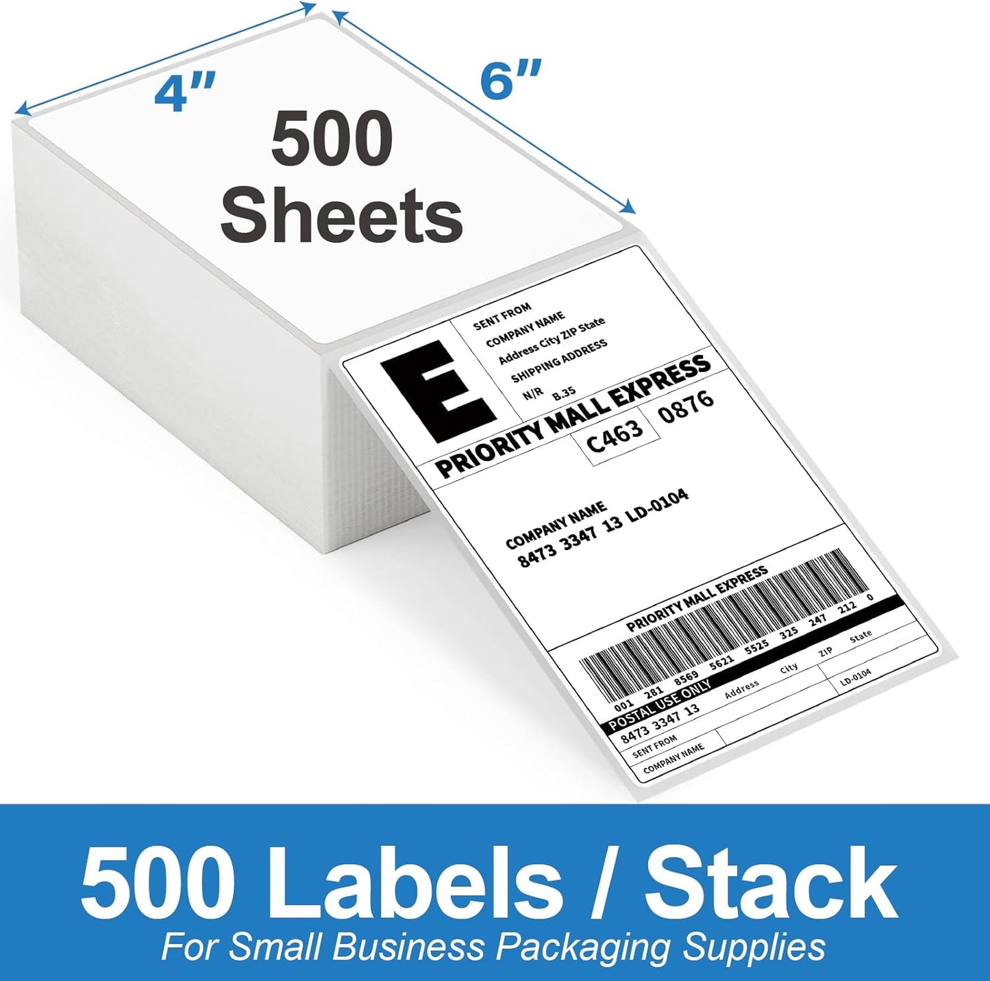 4x6 Thermal Labels 500/Stack, HUOJI Shipping Thermal Labels 4x6 Fanfold Compatible with Rollo, Zebra, MUNBYN Printers (Commercial Grade)