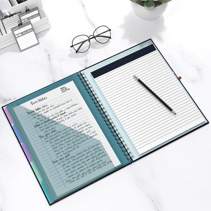 Hongri Clipboard Folio with Refillable Lined Notepad, 8.5 x 11 Folders with Storage 10 Pockets, Spiral Portfolio, Size 12.8X 9.7 in, Office & School Supplies, Skeleton