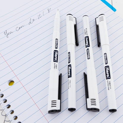 BAZIC Products Fiero Fiber Tip Pen, Fineliner Pens 0.4mm Blue Color Extra Fine Point, Writing Drawing for Graphic Office School (4/Pack), 1-Pack