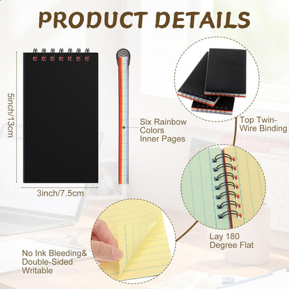 Tenceur 2 Pcs Pocket Notebook Bulk Small 3x5 Inch Spiral Notepads Mini Top Bound Notebook with Lined 120 Pages Ruled Memo Pads for Office College Nurse Essentials Back to School Gift (Black)