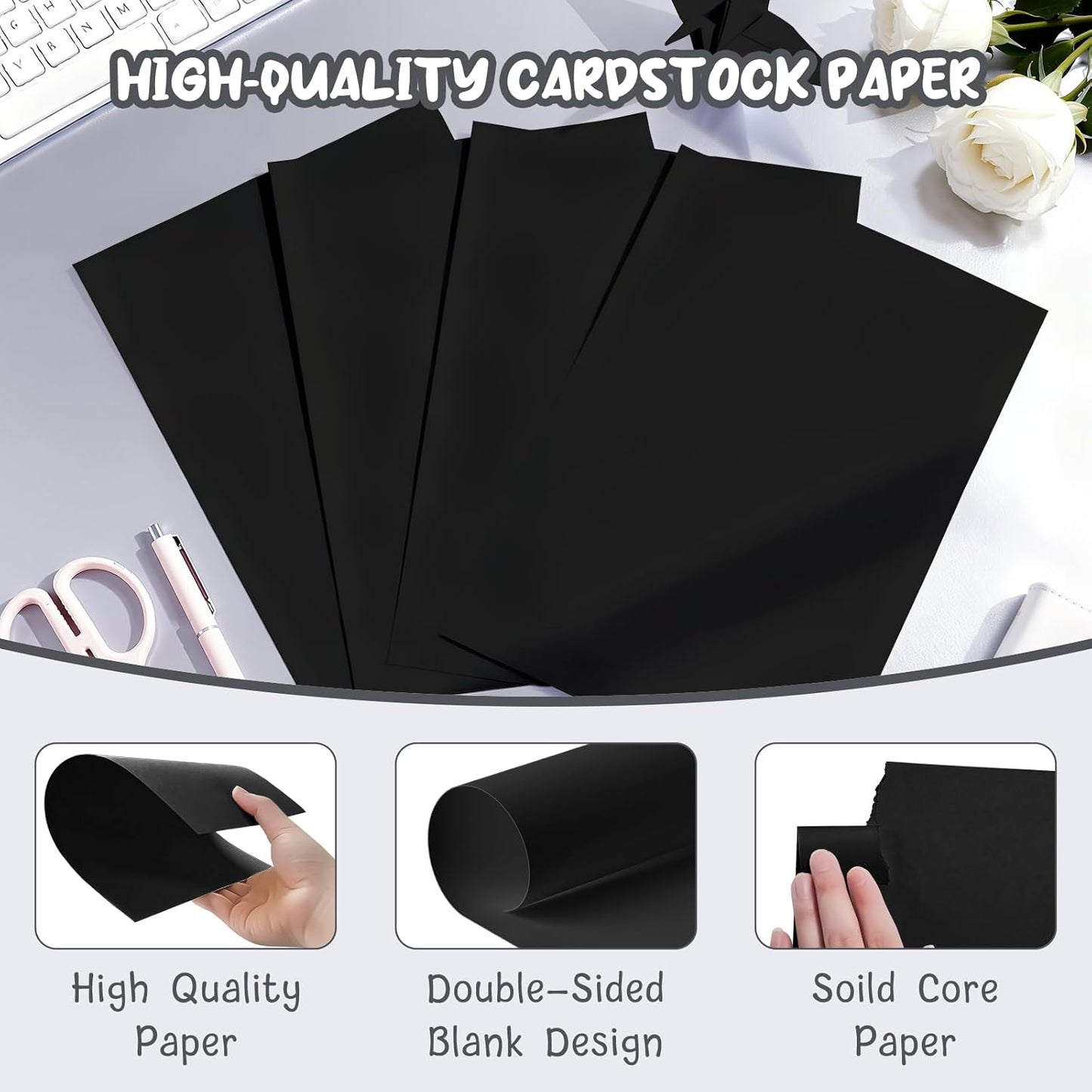 40 Sheets Cream Cardstock Paper 8.5 x 11, Ivory Cardstock Printer Paper 8.5x11, Off White Card Stock Paper 8.5 x 11, 200 GSM Construction Paper for DIY Cards, Greeting Cards, Wedding Invitations