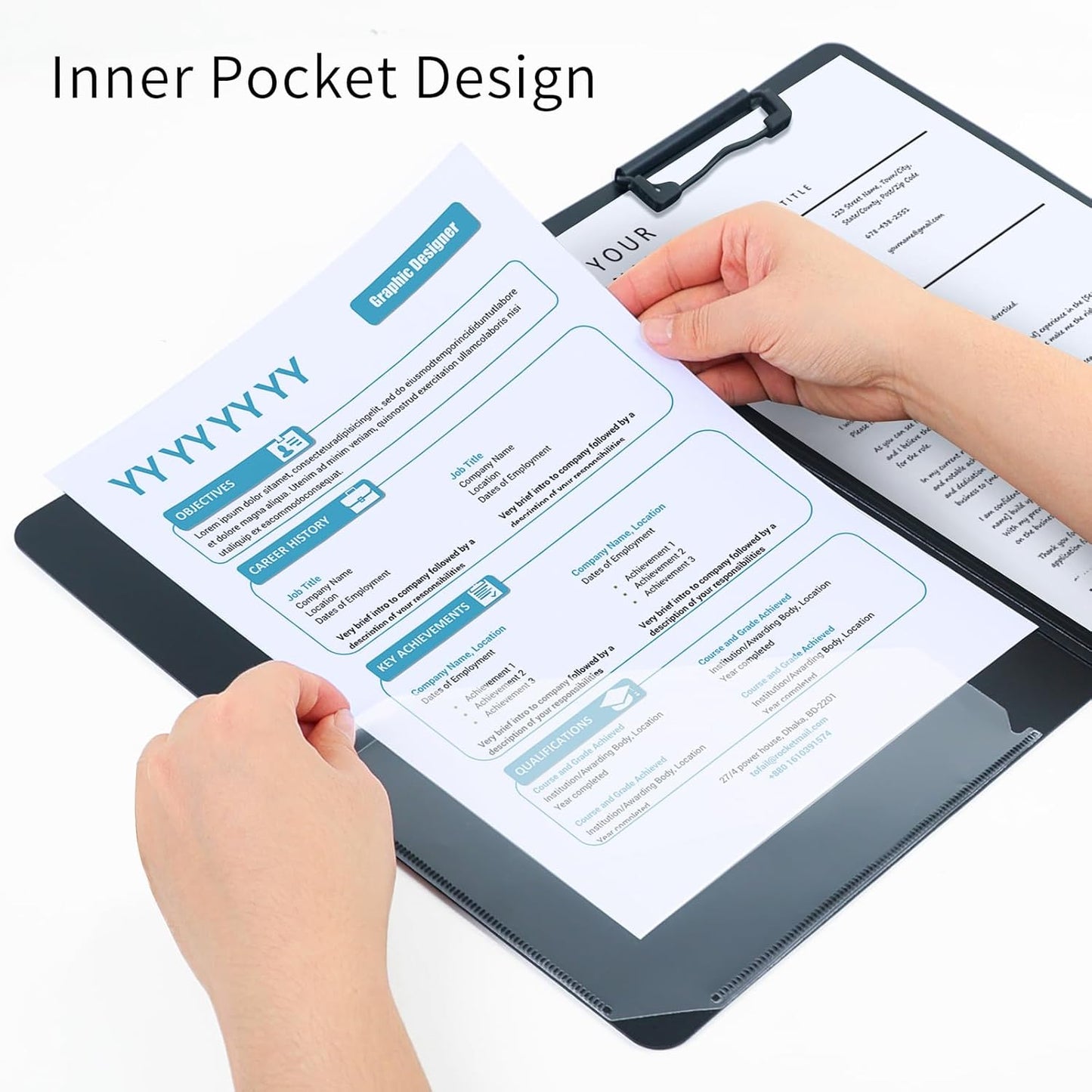 A4 Clipboard Folder,10 Pack Foldable Clipboards with Pocket for Business,Office,School or Restaurant (Black)