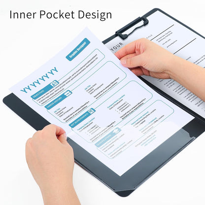 A4 Clipboard Folder,10 Pack Foldable Clipboards with Pocket for Business,Office,School or Restaurant (Black)