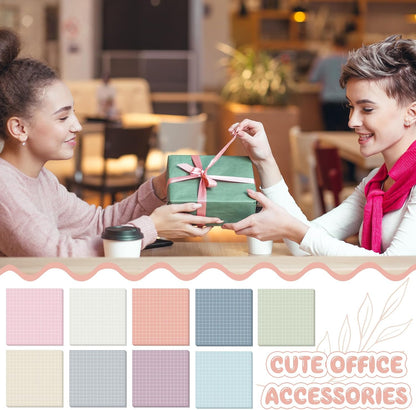 Jecery 9 Pack 4 x 6 Inch Grid Sticky Notes Self Adhesive Memo Pad Cute Graph Paper Self Stick Note Pads with Grid Lines for Gifts Office Supplies, 270 Sheets(Soft Colors)