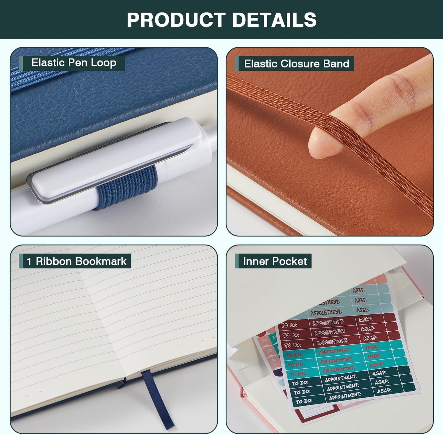 NIRMIRO Small Notebook Journals, 3 Pack Mini Pocket Note pads for Men & Women Writing, A6 Small Leather Notepad 3.7" x 5.7" with Pen, Black, Red, Green