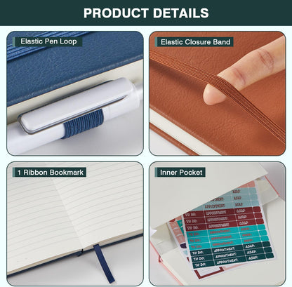 NIRMIRO Small Notebook Journals, 3 Pack Mini Pocket Note pads for Men & Women Writing, A6 Small Leather Notepad 3.7" x 5.7" with Pen, Black, Red, Green