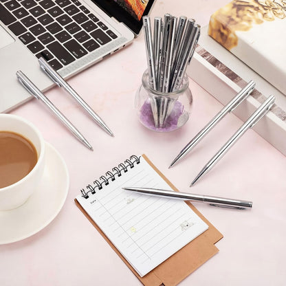 Zonon 240 Pcs Gold Metal Slim Ballpoint Pens Bulk Retractable Metallic Black Ink 1 mm Medium Point Smooth Writing Pens for Wedding Business Office Supplies Students Teachers Men Women Present