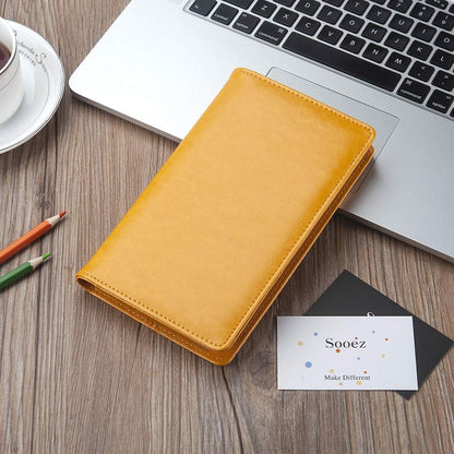 Sooez Leather Professional Business Card Book Holder Organizer, 240 Capacity Credit Card Booklet, PU Name Cards Holder Storage File for Men Women, 7.7 x 4.5 Inch, Black