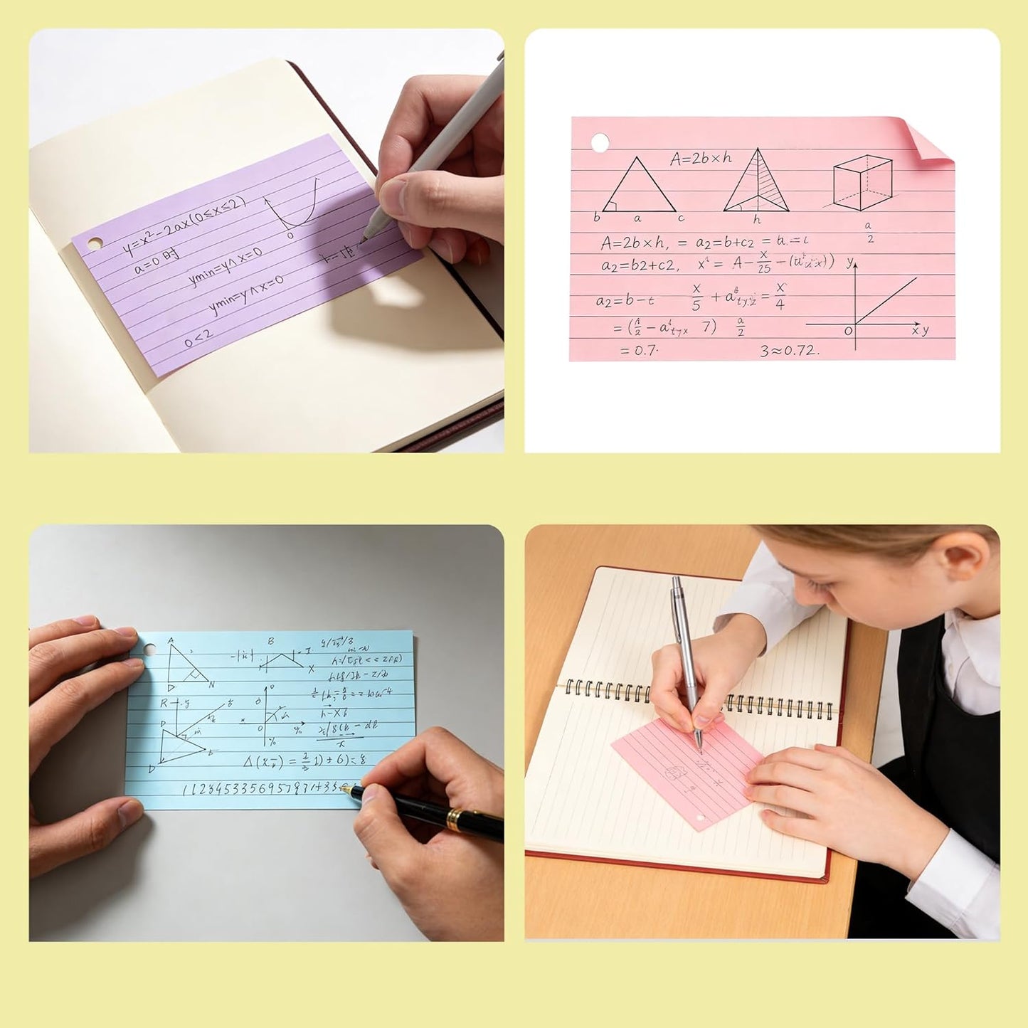 300 Sheets Ruled Index Cards with Metal Ring Binder, Multicolor, 6 Pack