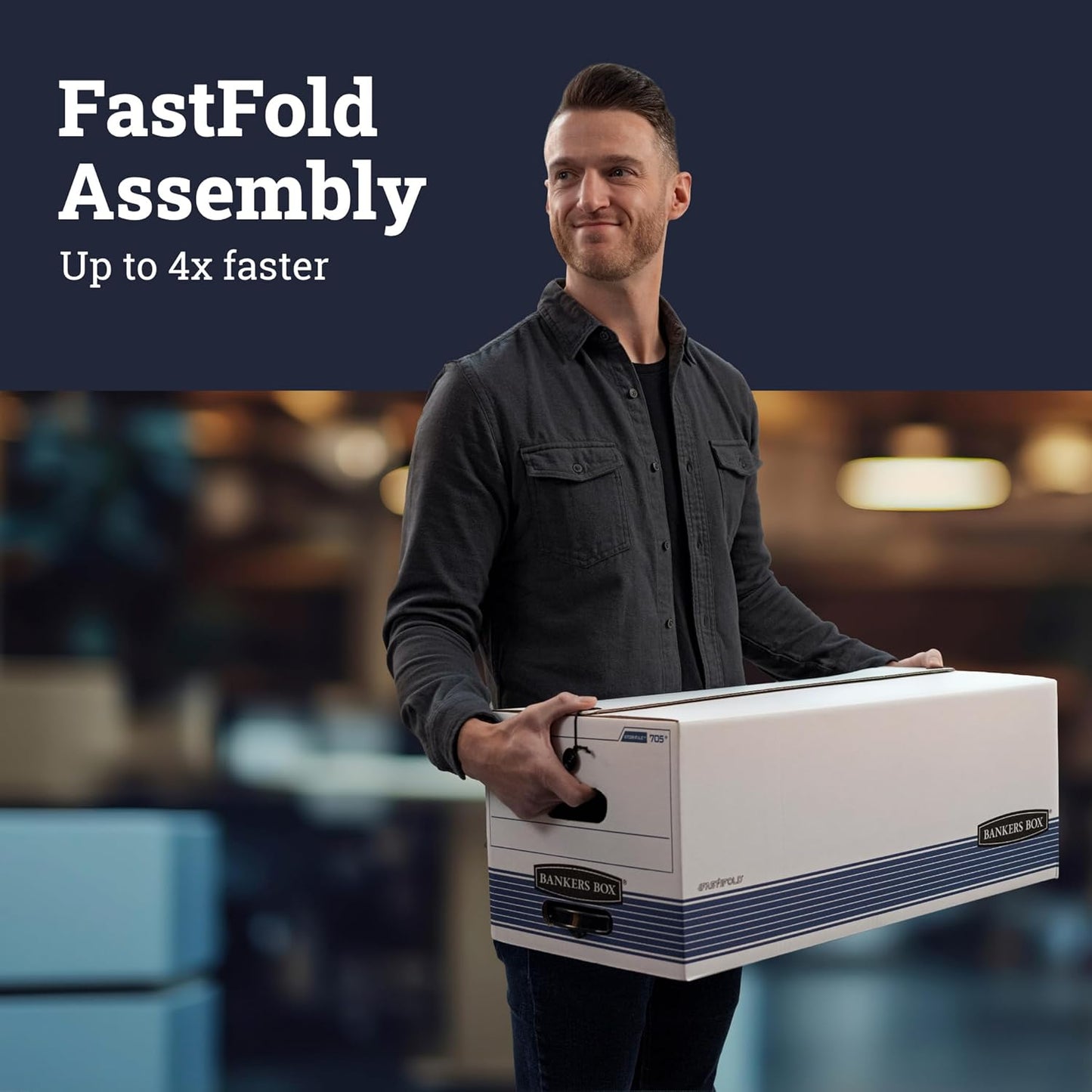 Bankers Box 12-Pack Medium-Duty String & Button File Storage Box, FastFold Assembly, Legal, STOR/FILE, (00705)