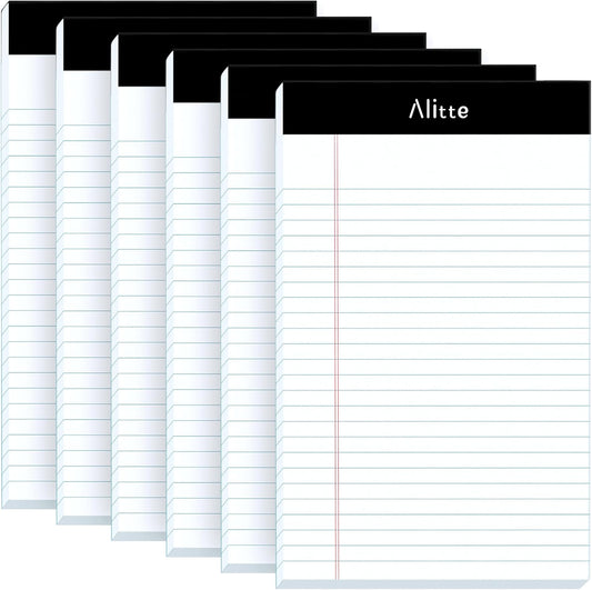 Alitte Legal Notepads 5x8, Pack of 12 - Perforated Narrow Ruled Writing Pad - Premium Thick Paper, No Ink Bleeding - Blank Legal Pads For Home, Office, School, Business - 50 Sheets Per Notebook