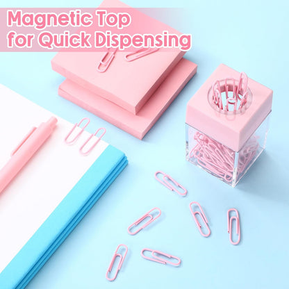 Outus 4 Pieces Magnetic Paper Clip Dispenser Holder Paperclip Dispenser for Desk, School, Office(Black)