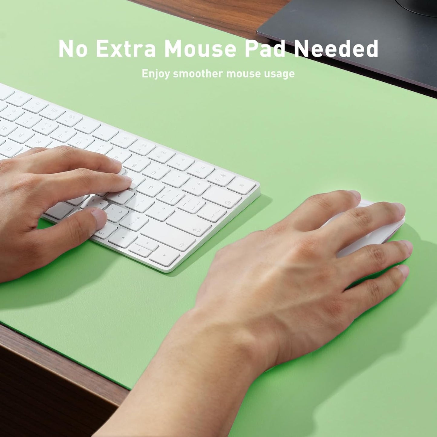 Aothia Non-Slip Waterproof PU Leather Desk Pad Protector for Mouse, Writing Desk, Office, Home, Laptop Blotter, 23.6" x 13.7", Black - Colors B