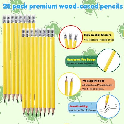 Adhere 25pcs Woodcase Pencils with Eraser Premium Pre-Sharpened Hexagon Graphite 2B pencils ideal for home, office writing including a Free Sharpener(Pink・25pcs)
