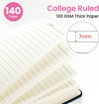 ZOTIA Lined Spiral Journal for Women, A5 Pretty Hardcover Notebook for Work, School & Office Writing, Aesthetic Writing Journal College Ruled, 140 Pages, 5.8" x 8.3", Twilight Bloom