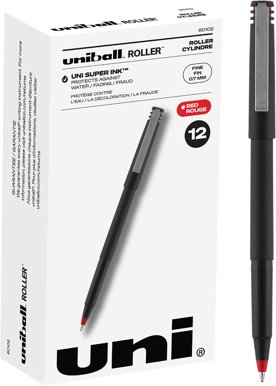 uniball Roller Rollerball Pens, Micro Point (0.5mm), Blue, 12 Pack