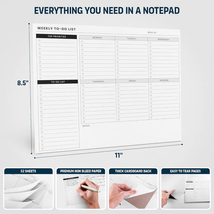 To Do List Notepad: With Multiple Functional Sections - 6.5 x 9.8" 60 Sheets - Spiral Daily Planner Notebook - Task CheckList Organizer Agenda Pad for Work - Note & Todo List Organization Notebooks