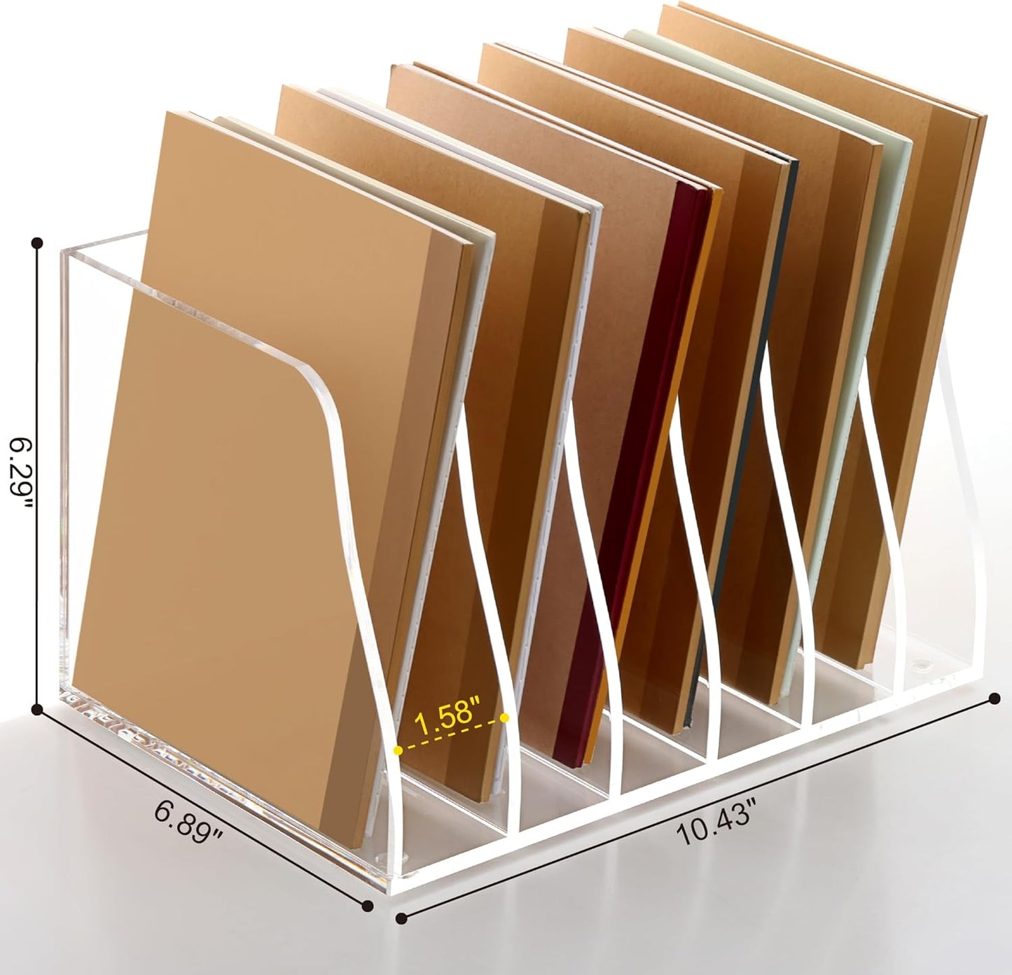 SANRUI 2-Pack Acrylic Magazine File Holder Desk Organizer Magazine Rack, Clear, Vertical File Sorter Holders, 9.45" D x 3.54" W x 10.24" H