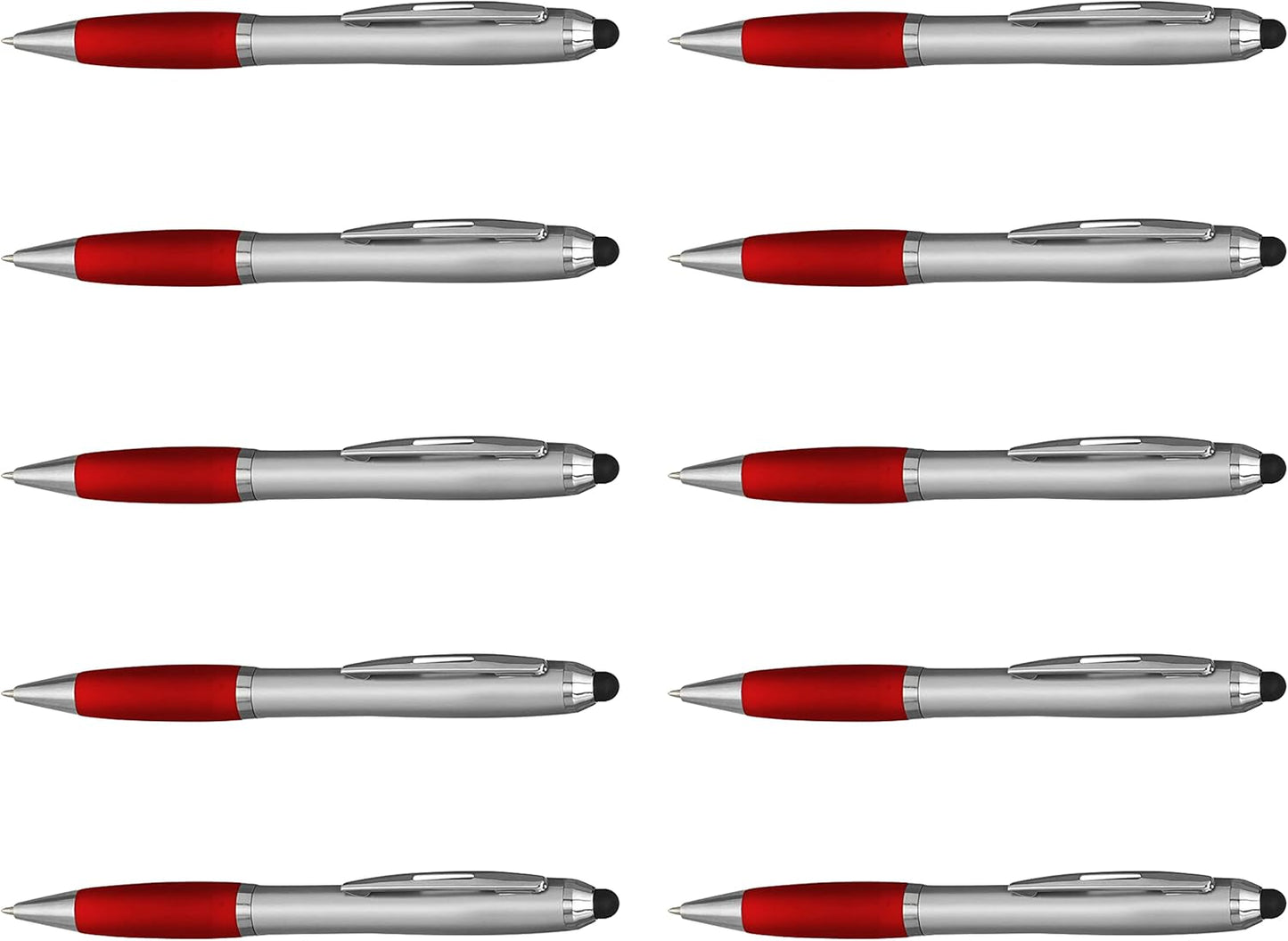DISCOUNT PROMOS Custom Stylus Ballpoint Pens Set of 10/50/100, Personalized Bulk Pack - Black Ink, Great for Office, School, Business, Tradeshows, Events - Purple