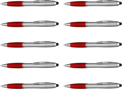 DISCOUNT PROMOS Custom Stylus Ballpoint Pens Set of 10/50/100, Personalized Bulk Pack - Black Ink, Great for Office, School, Business, Tradeshows, Events - Purple