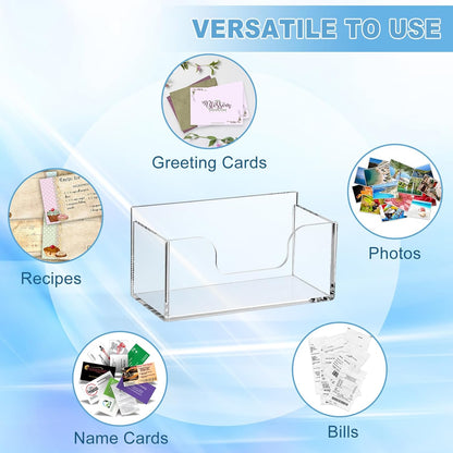 BTSKY 1 Pack Acrylic Index Card Holder Display Stand - 3X5 Inch Notecard Box Recipe Organizer, Clear Index Card Case for Office Desk Recipe Notecard Storage Box, Photo Holder Organizer