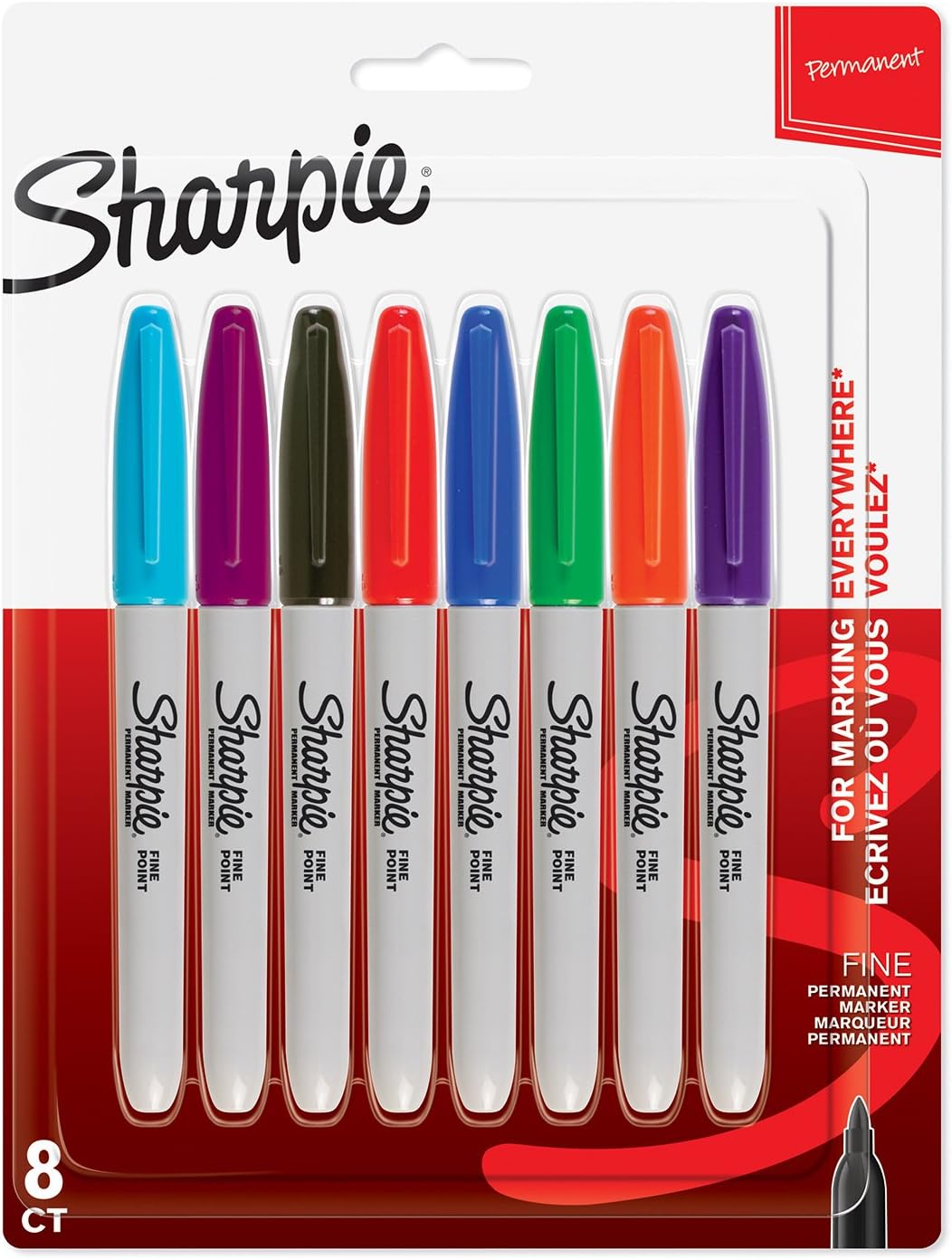 Sharpie Permanent Markers, Fine Point, Black, 12 Count