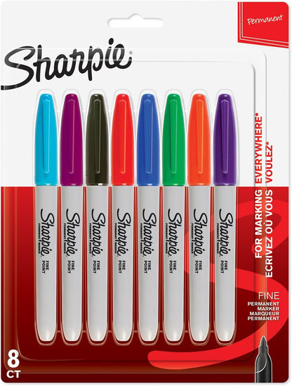 Sharpie Permanent Markers, Fine Point, Black, 12 Count