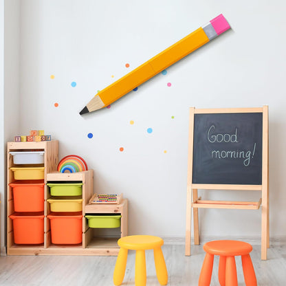 Yousoontic 31.5 Inch Giant Pencil Wall Art Wooden Jumbo Pencil Back to School Party Decoration Yellow Pen Props Preschool Kindergarten Graduation Classroom Decor for Home School Supplies