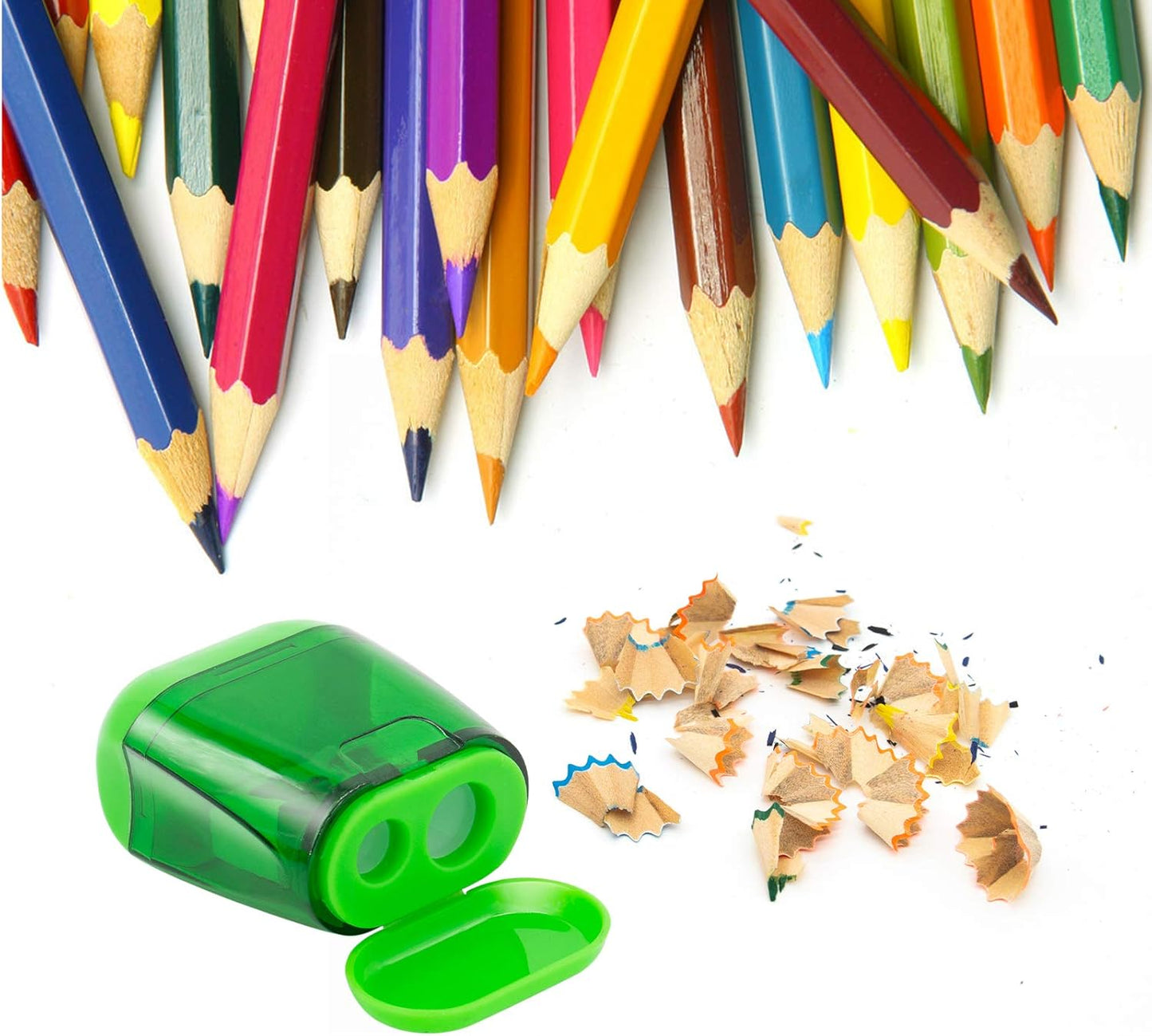 KIDMEN 24 PCS 2 Holes Small Manual Pencil Sharpener with Lid,for Kids,School
