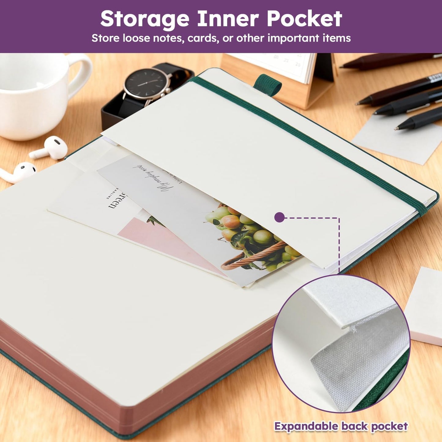 Hardcover Lined Notebook Journal for Writing, 320 Pages Leather Thick College Ruled Notebook Journal with 100GSM Paper, A5 (5.7'' X 8.4'') Daily Journal for Women Men Work Organization, Black