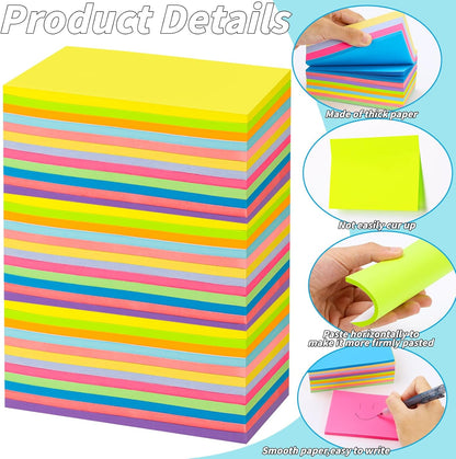 100 Pack Sticky Notes Bulk 3 x 3 in Self-Stick Note Pads Colorful Posted Note in 20 Colors Adhesive Paper Memo 50 Sheets/Pad Easy to Post for Office Home School Meetings Notebook Wall Door Window