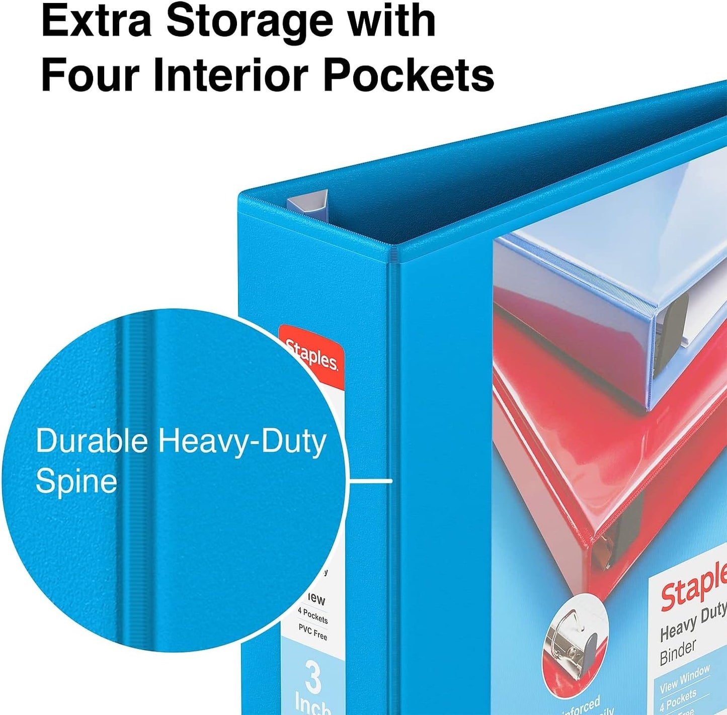 Staples Heavy-Duty 2-Inch D-Ring View Binder, Reinforced Spine, Holds Up to 450 Sheets, Gray, for Office & School
