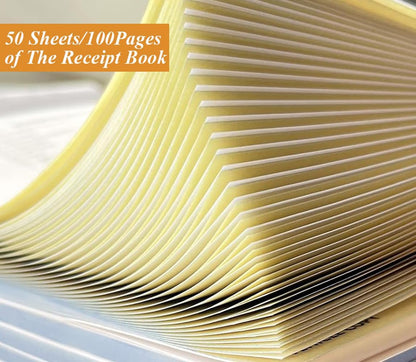Invoice Receipt Book with Cardboard 2-Part Carbonless, 5.5" x 8.5" Order Forms, 50 Sheets Carbonless Sales Invoice Book for Small Business
