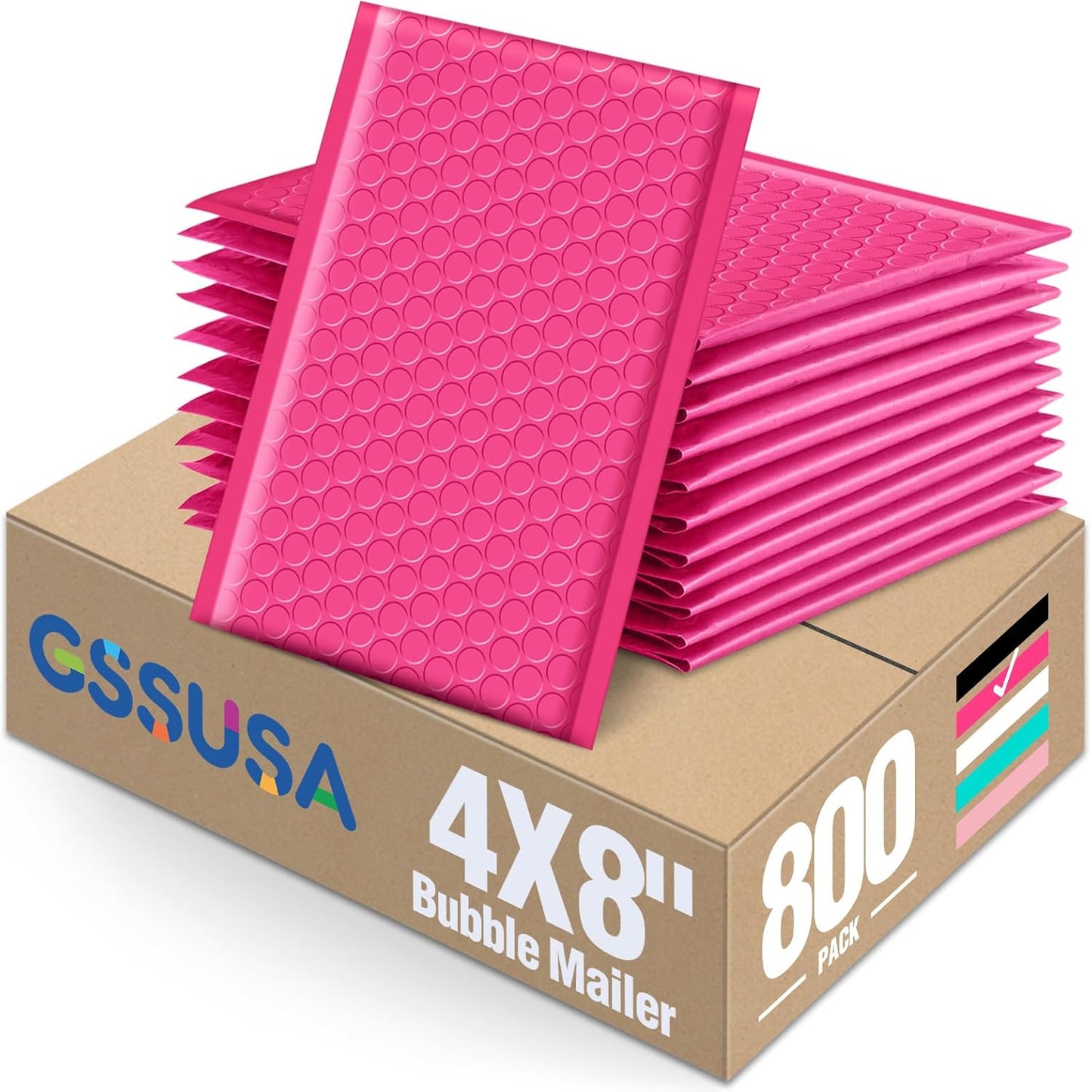 GSSUSA Black Bubble Mailers 4x8 Inches 50 Pack, Usable Size 4X7" Bubble Envelopes for Small Business, Padded Envelope, Shipping Mailers, Packaging Bags, Mailing Envelopes, Shipping Supplies