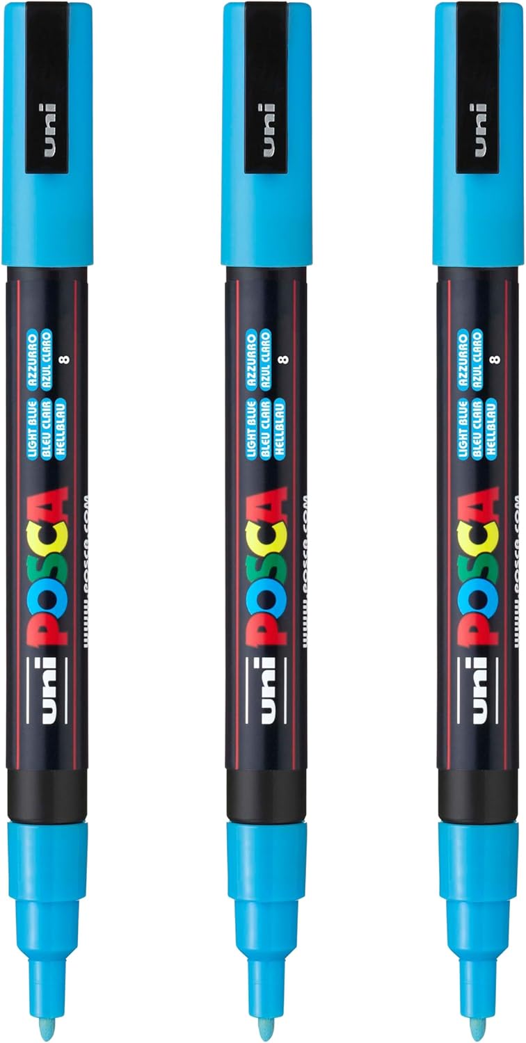 posca PC-3M Water-Based Paint Markers, Reversible Fine Tip (0.9-1.3mm), Pink, 3 Count