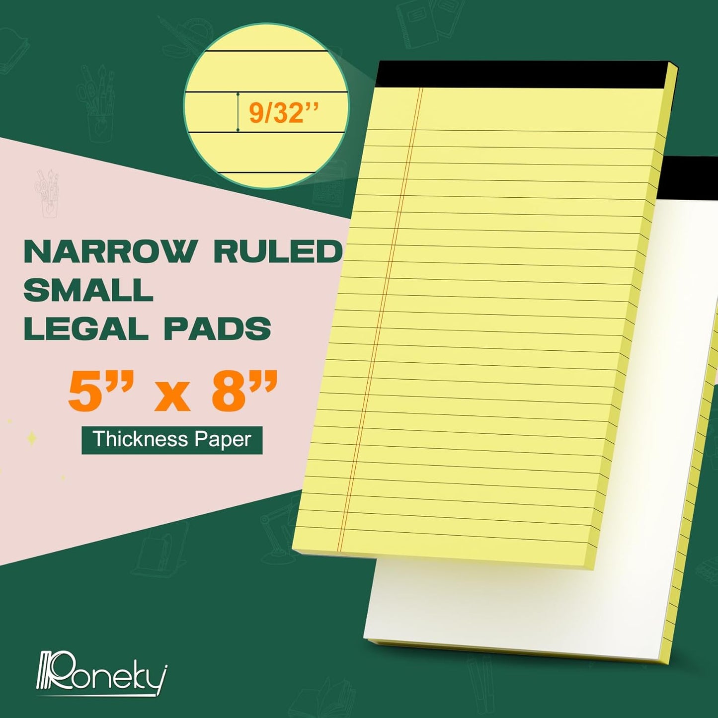 Legal Pads 4x6 Inch College Ruled Small Notepads Writing Note Pads for Work Study Taking Notes To do List, 30 Sheet/Pad Tear-Off Lined Paper Pads Memo & Scratch Pads for Office Home Car School, 8 Pack