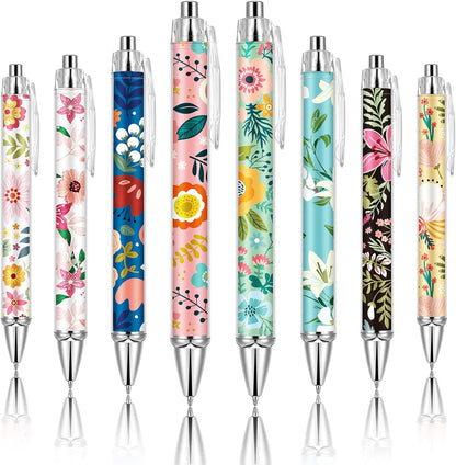 Ireer 8 Pcs Ballpoint Pens for Women 1.00 mm Cute Black Ink Pens Fine Point Smooth Writing for Journaling Aesthetic Office Supplies (Mahjong)