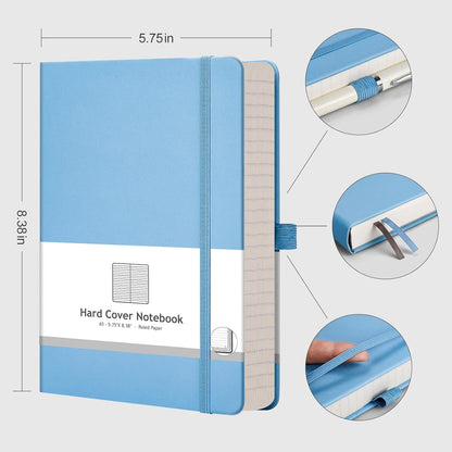 AHGXG 8.5''×11'' Notebook College Ruled - Large A4 Notebook Lined Journal - 320 Pages Thick Journal for Writing, 100gsm Thick Paper, Leather Softcover, for Work School - Black