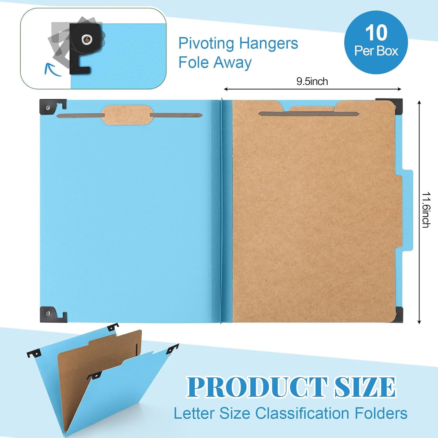 Henoyso 10 Pcs Hanging Classification Folders Bulk with 2 Prongs, 1 Divider Letter Size, 2 Inch Expansions Pressboard File Folder, 1/3-cut Tab File Organizer (1 Divider,Green)