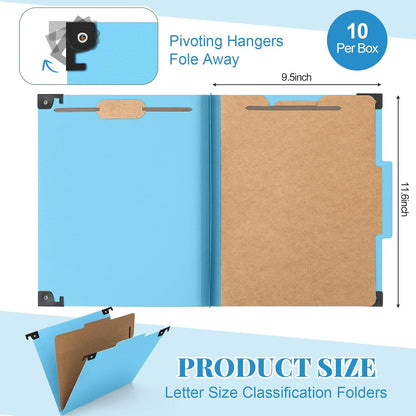 Henoyso 10 Pcs Hanging Classification Folders Bulk with 2 Prongs, 1 Divider Letter Size, 2 Inch Expansions Pressboard File Folder, 1/3-cut Tab File Organizer (1 Divider,Green)
